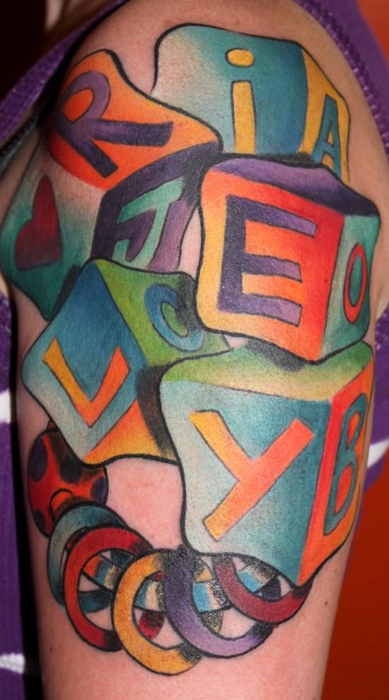 Looking for unique  Tattoos? Baby Building Block Tattoo